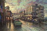 Thomas Kinkade - Cannery Row Sunset painting