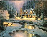 Thomas Kinkade - Deer Creek Cottage painting