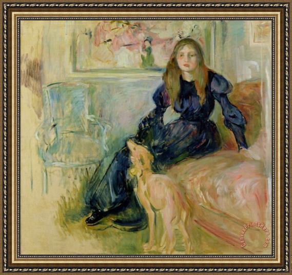 Berthe Morisot Julie Manet and her Greyhound Laerte Framed Print Berthe Morisot Julie Manet and her Greyhound Laerte Framed Print