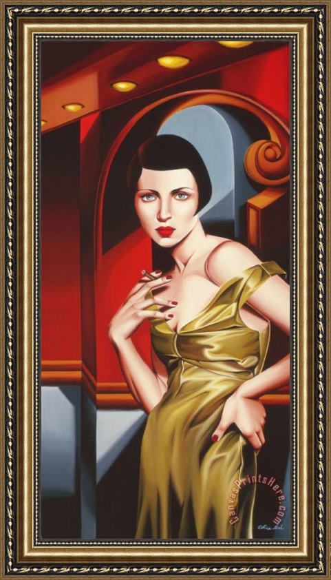 Catherine Abel Olive Satin Dress Framed Print Catherine Abel Olive Satin Dress Framed Print