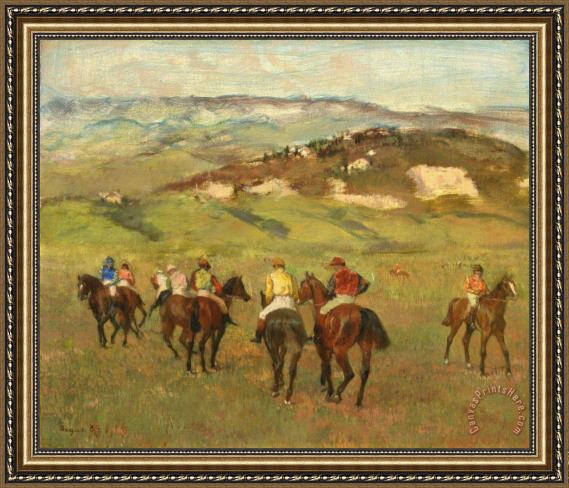 Edgar Degas Jockeys on Horseback before Distant Hills Framed Print Edgar Degas Jockeys on Horseback before Distant Hills Framed Print
