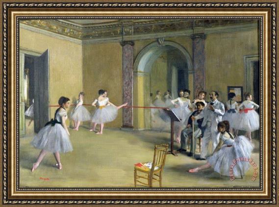 Edgar Degas The Dance Foyer at the Opera on the rue Le Peletier Framed Print Edgar Degas The Dance Foyer at the Opera on the rue Le Peletier Framed Print