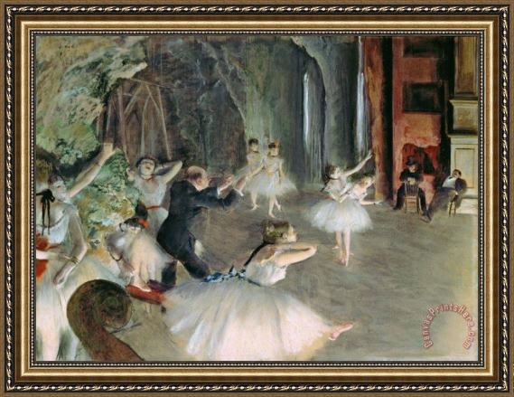 Edgar Degas The Rehearsal of the Ballet on Stage Framed Print Edgar Degas The Rehearsal of the Ballet on Stage Framed Print