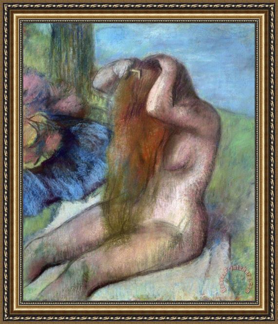 Edgar Degas Woman doing her Hair Framed Print Edgar Degas Woman doing her Hair Framed Print