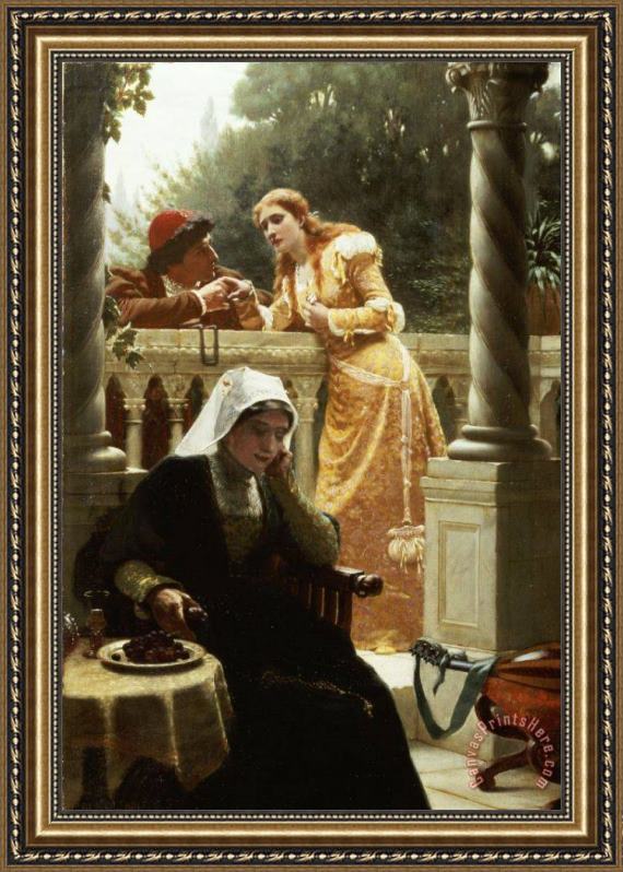 Edmund Blair Leighton A Stolen Interview Framed Print Edmund Blair Leighton A Stolen Interview Framed Print