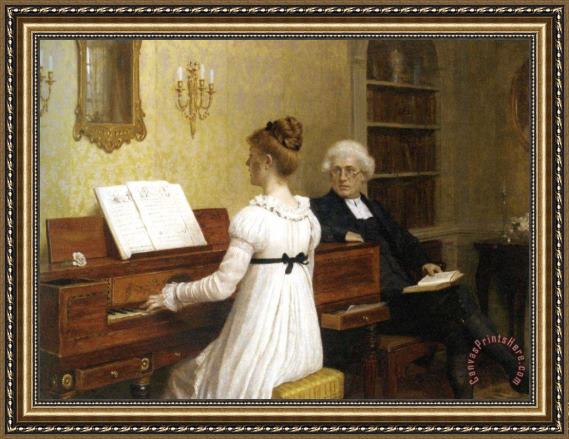 Edmund Blair Leighton The Piano Lesson Framed Print Edmund Blair Leighton The Piano Lesson Framed Print