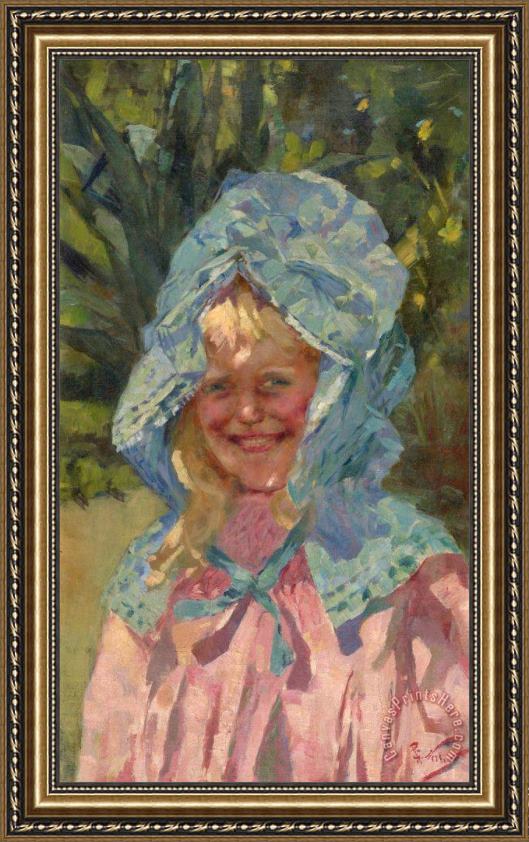 Girolamo Nerli Girl in Sunbonnet Framed Print Girolamo Nerli Girl in Sunbonnet Framed Print