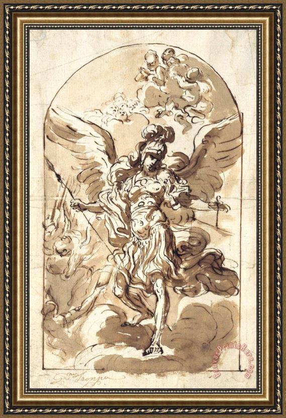 Girolamo Troppa The Archangel Michael Framed Painting Girolamo Troppa The Archangel Michael Framed Painting