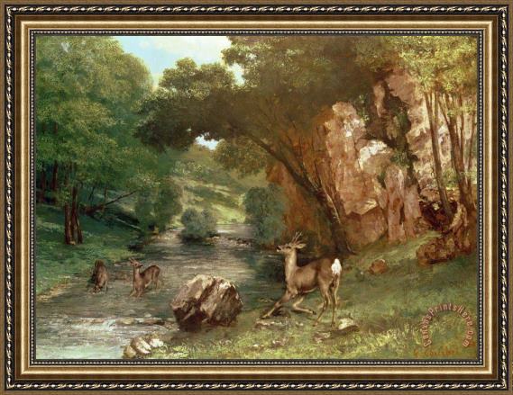 Gustave Courbet Deer by a River Framed Print Gustave Courbet Deer by a River Framed Print