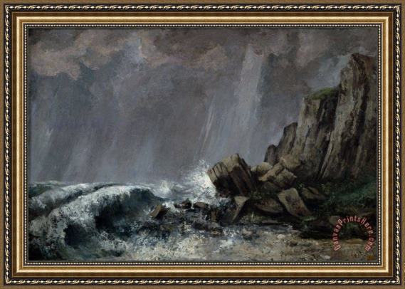 Gustave Courbet Downpour at Etretat Framed Print Gustave Courbet Downpour at Etretat Framed Print