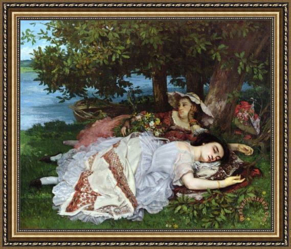 Gustave Courbet Girls on the Banks of the Seine Framed Print Gustave Courbet Girls on the Banks of the Seine Framed Print