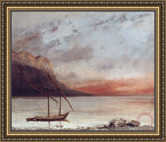 Gustave Courbet Sunset over Lake Leman Framed Print Gustave Courbet Sunset over Lake Leman Framed Print