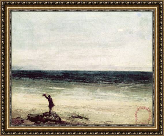 Gustave Courbet The Artist on the Seashore at Palavas Framed Print Gustave Courbet The Artist on the Seashore at Palavas Framed Print