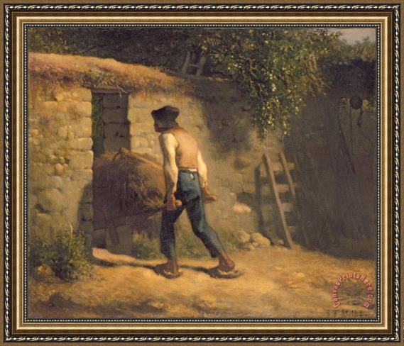 Jean-Francois Millet Peasant with a Wheelbarrow Framed Print Jean-Francois Millet Peasant with a Wheelbarrow Framed Print