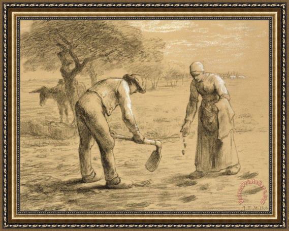 Jean-Francois Millet Peasants Planting Potatoes Framed Print Jean-Francois Millet Peasants Planting Potatoes Framed Print