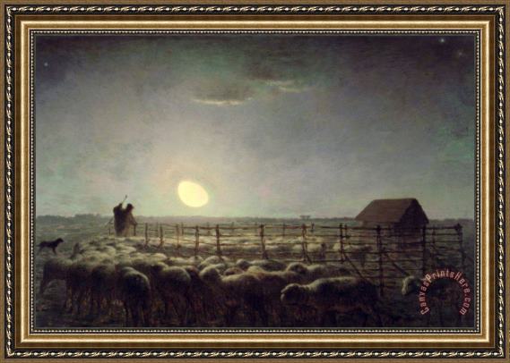 Jean-Francois Millet The Sheepfold Moonlight Framed Print Jean-Francois Millet The Sheepfold Moonlight Framed Print