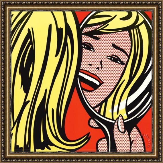 Roy Lichtenstein Girl in Mirror c.1963 Framed Print Roy Lichtenstein Girl in Mirror c.1963 Framed Print
