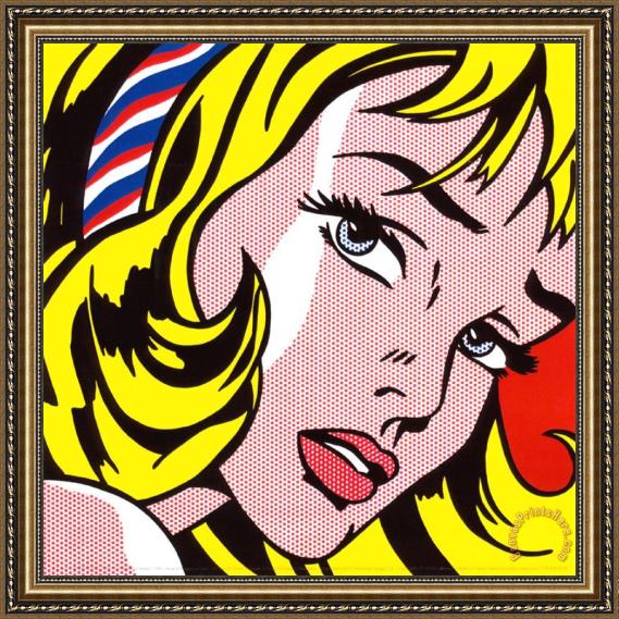 Roy Lichtenstein Girl with Hair Ribbon c.1965 Framed Print Roy Lichtenstein Girl with Hair Ribbon c.1965 Framed Print