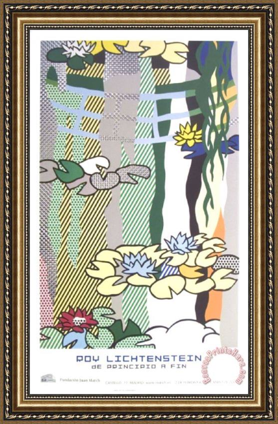 Roy Lichtenstein Water Lilies with Japanese Bridge Framed Print Roy Lichtenstein Water Lilies with Japanese Bridge Framed Print