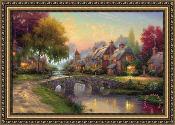 Thomas Kinkade Cobblestone Bridge Framed Print Thomas Kinkade Cobblestone Bridge Framed Print