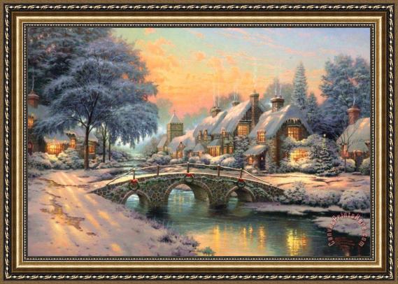 Thomas Kinkade Cobblestone Christmas Framed Print Thomas Kinkade Cobblestone Christmas Framed Print