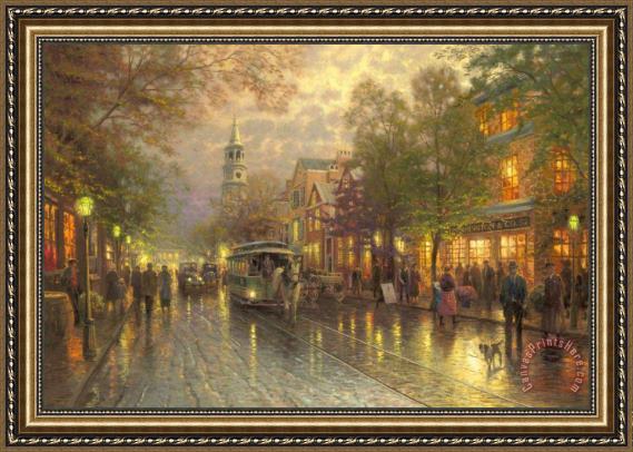 Thomas Kinkade Evening on The Avenue Framed Painting Thomas Kinkade Evening on The Avenue Framed Painting