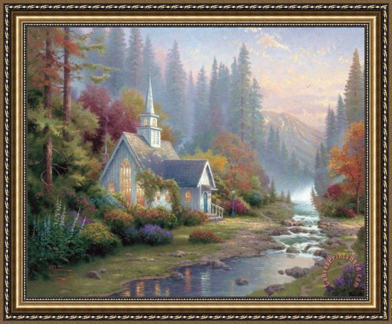 Thomas Kinkade Forest Chapel Framed Print Thomas Kinkade Forest Chapel Framed Print