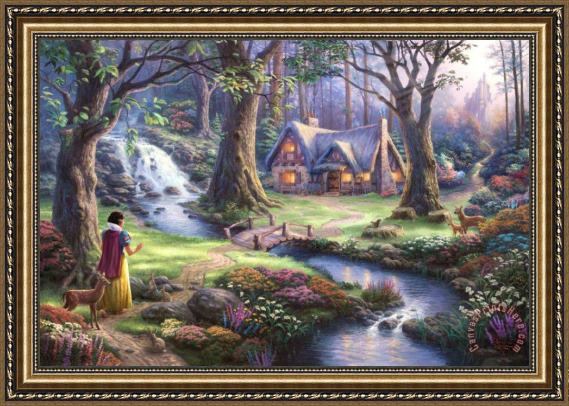 Thomas Kinkade Snow White Discovers The Cottage Framed Print Thomas Kinkade Snow White Discovers The Cottage Framed Print