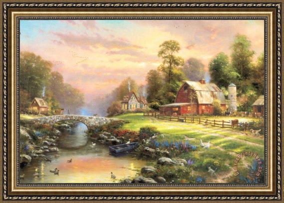Thomas Kinkade Sunset at Riverbend Farm Framed Print Thomas Kinkade Sunset at Riverbend Farm Framed Print