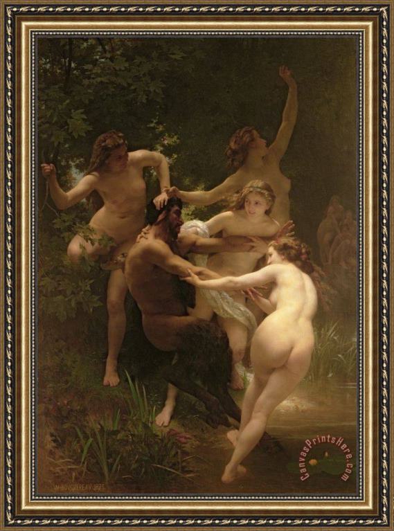 William Adolphe Bouguereau Nymphs and Satyr Framed Print William Adolphe Bouguereau Nymphs and Satyr Framed Print