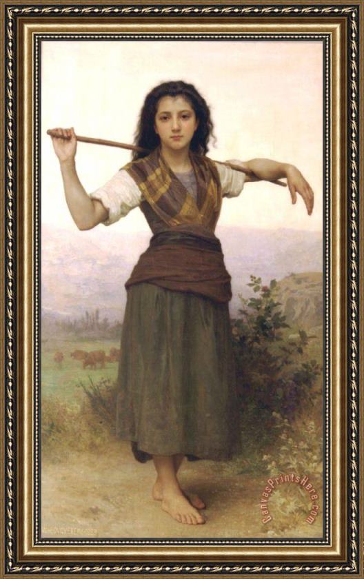 William Adolphe Bouguereau Shepherdess Framed Print William Adolphe Bouguereau Shepherdess Framed Print