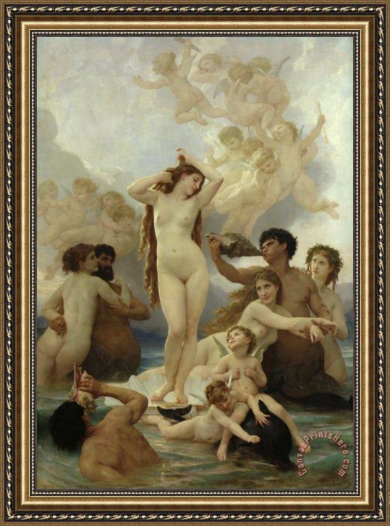 William Adolphe Bouguereau The Birth of Venus Framed Print William Adolphe Bouguereau The Birth of Venus Framed Print