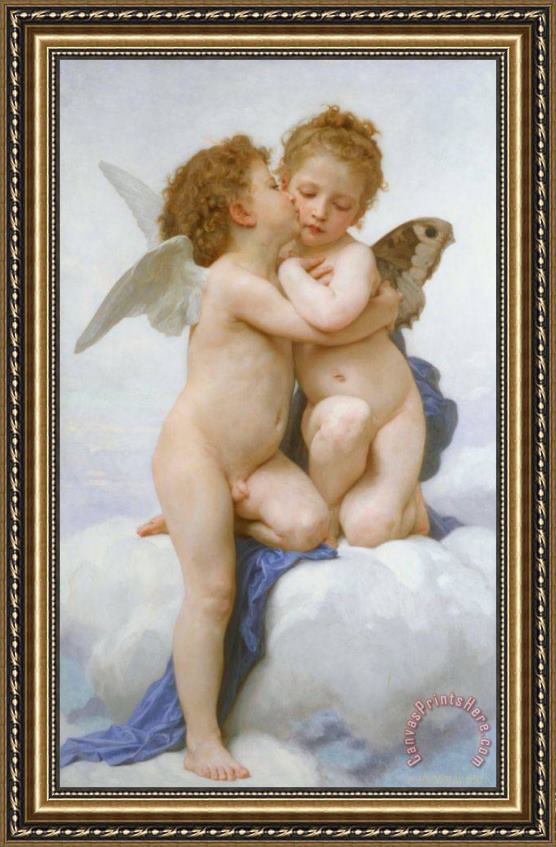 William Adolphe Bouguereau The First Kiss Framed Print William Adolphe Bouguereau The First Kiss Framed Print