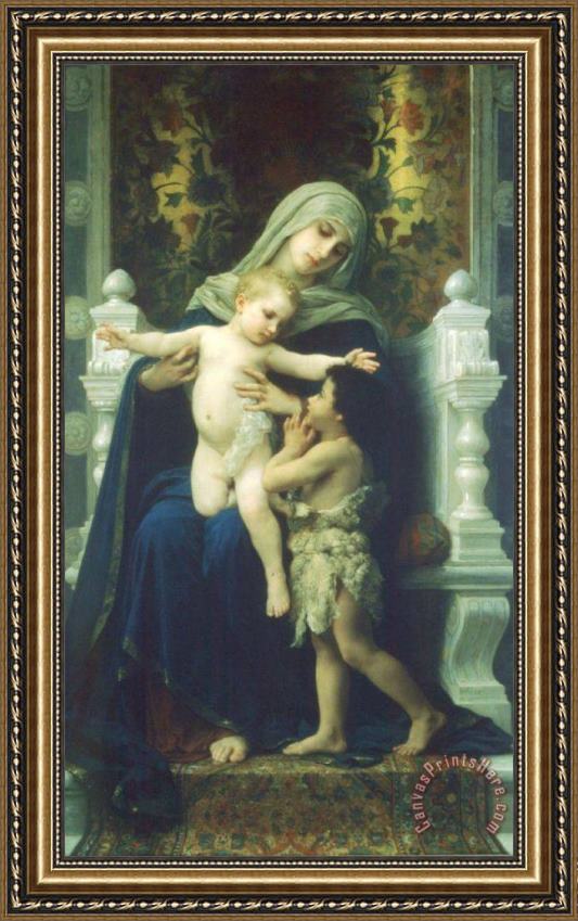 William Adolphe Bouguereau The Virgin, Baby Jesus And Saint John The Baptist Framed Print William Adolphe Bouguereau The Virgin, Baby Jesus And Saint John The Baptist Framed Print