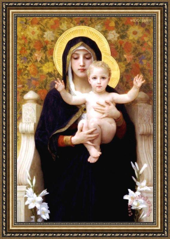 William Adolphe Bouguereau The Virgin of The Lilies Framed Print William Adolphe Bouguereau The Virgin of The Lilies Framed Print