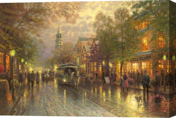 Thomas Kinkade Evening on The Avenue Stretched Canvas Painting / Canvas Art Thomas Kinkade Evening on The Avenue Stretched Canvas Painting / Canvas Art