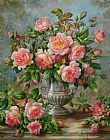 English Elegance Roses in a Silver Vase by Albert Williams