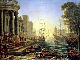 Claude Lorrain - Seaport with the Embarkation of Saint Ursula painting