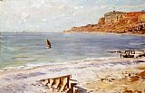 Claude Monet - Seascape at Sainte Adresse painting