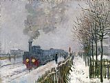 Claude Monet - Train in the Snow or The Locomotive painting