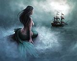 Collection - Mermaid And Pirate Ship painting