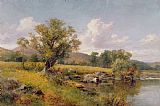 David Bates - A River Landscape painting
