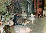 Edgar Degas - The Rehearsal of the Ballet on Stage painting