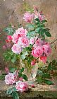 Frans Mortelmans - Still life of roses in a glass vase painting