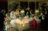 Jules Alexandre Grun - The End of Dinner painting