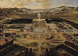 Pierre Patel - Perspective view of the Chateau Gardens and Park of Versailles painting
