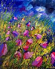 Pol Ledent - Purple Wild Flowers painting