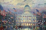Cityscapes Prints - Flags Over The Capitol by Thomas Kinkade