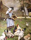 Walter Frederick Osborne Feeding The Chickens painting
