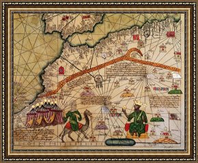Charles Framed Prints - Catalan Map of Europe and North Africa Charles V of France in 1381 by Abraham Cresques